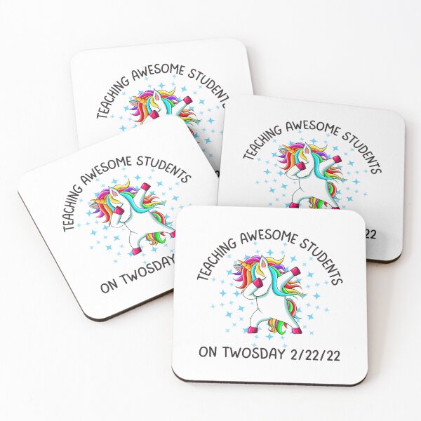 Item preview, Teaching Awesome Students On Twosday 2.22.22, Fun print for teachers who like dabbing unicorns and being awesome designed and sold by Auntieck.