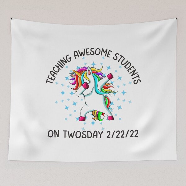 Item preview, Teaching Awesome Students On Twosday 2.22.22, Fun print for teachers who like dabbing unicorns and being awesome designed and sold by Auntieck.