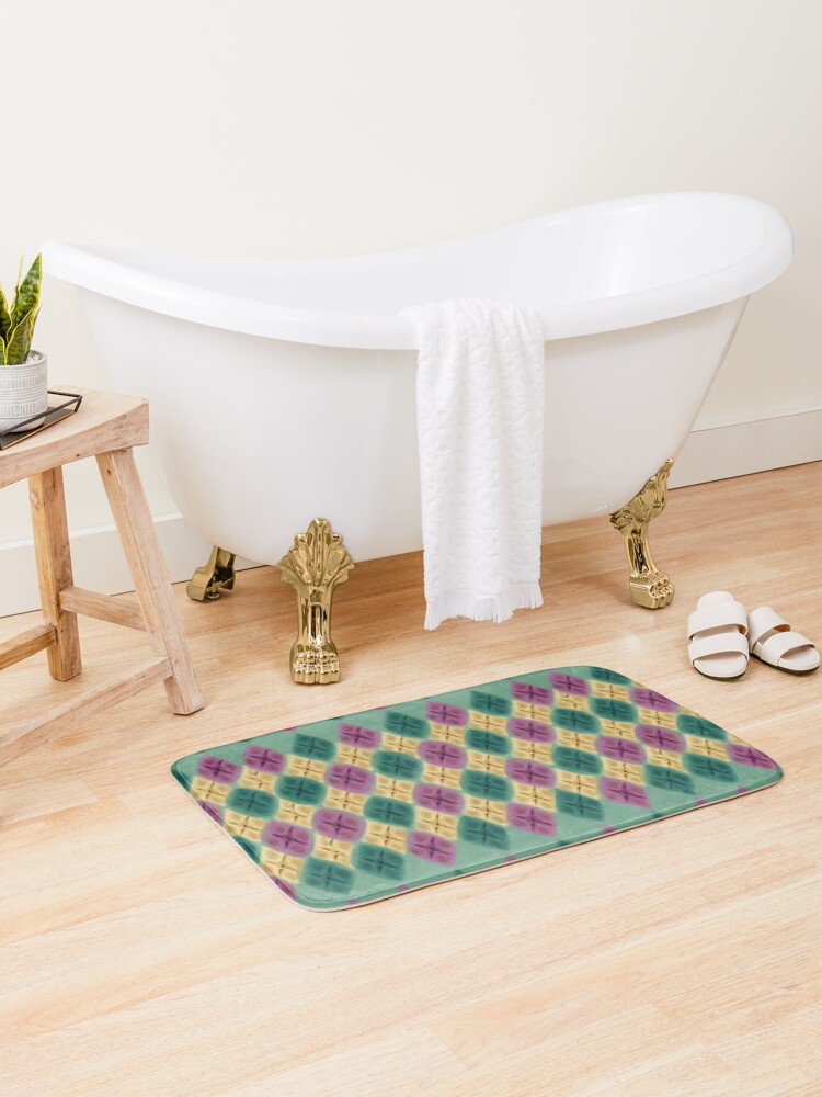 Thumbnail 2 of 6, Bath Mat, Argyle Dragon Scale: Classic Magic Color designed and sold by BlazeraptorGirl.
