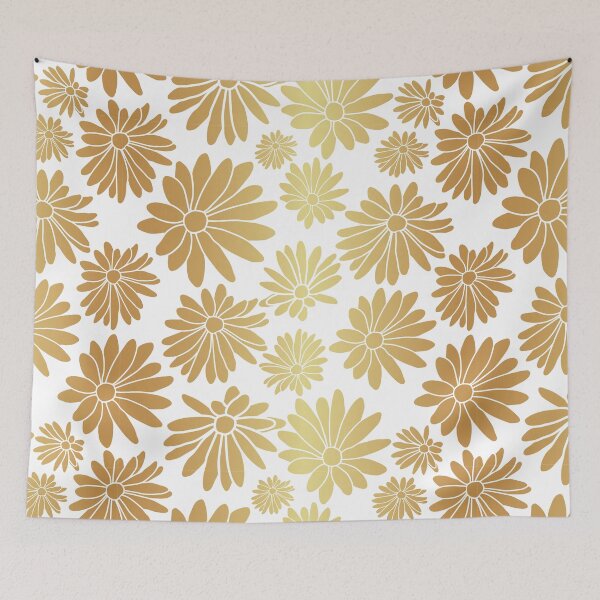 Item preview, Gold Flower Floral Textile Repeat Pattern Background designed and sold by Angela Cini.