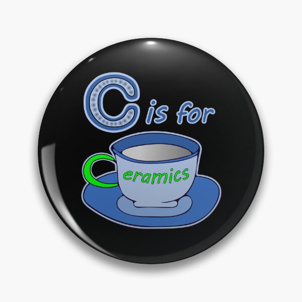 Item preview, Letter C for Ceramics Blue Cup Lime Green Text designed and sold by artfulnotebook.