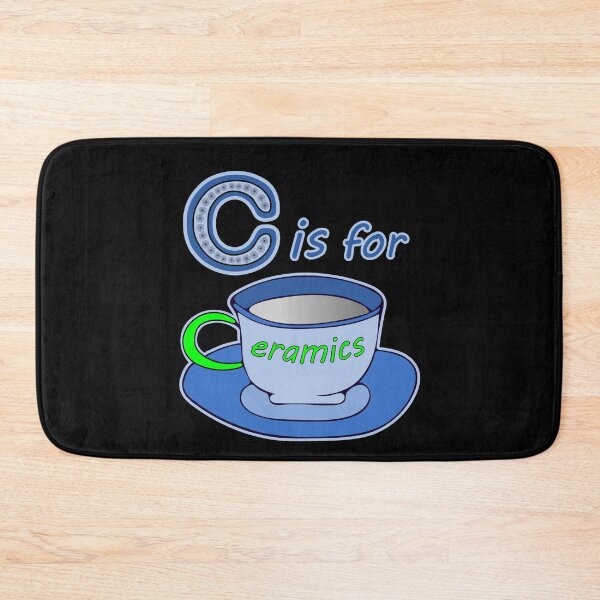 Item preview, Letter C for Ceramics Blue Cup Lime Green Text designed and sold by artfulnotebook.