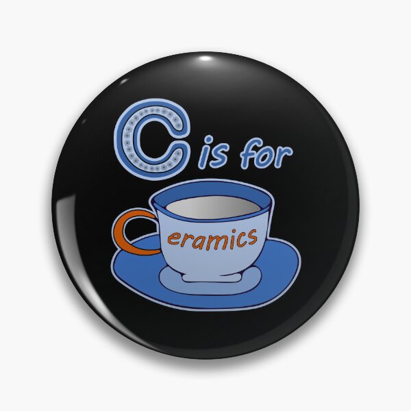Item preview, Letter C for Ceramics Blue Cup Orange Text designed and sold by artfulnotebook.