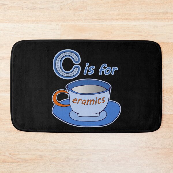 Item preview, Letter C for Ceramics Blue Cup Orange Text designed and sold by artfulnotebook.