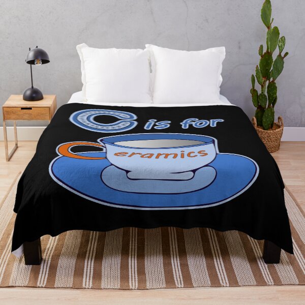 Item preview, Letter C for Ceramics Blue Cup Orange Text designed and sold by artfulnotebook.