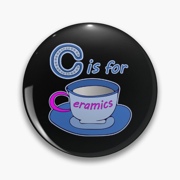 Item preview, Letter C for Ceramics Blue Cup Pink Text designed and sold by artfulnotebook.