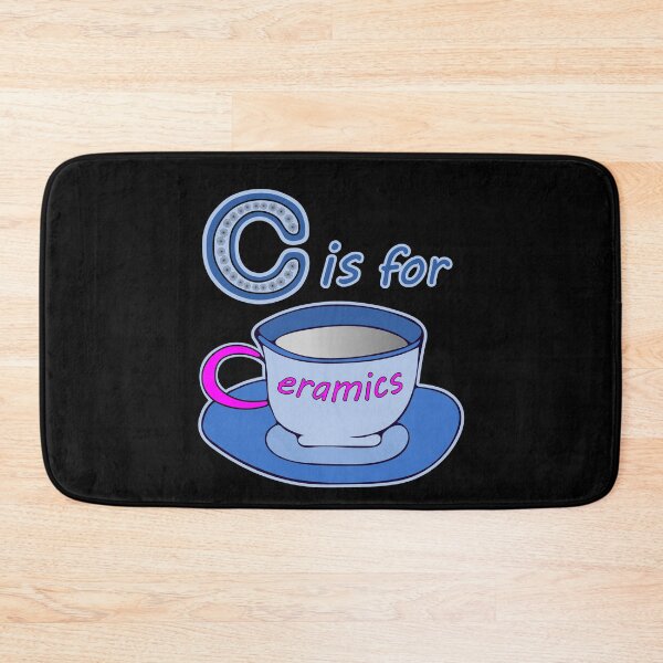 Item preview, Letter C for Ceramics Blue Cup Pink Text designed and sold by artfulnotebook.