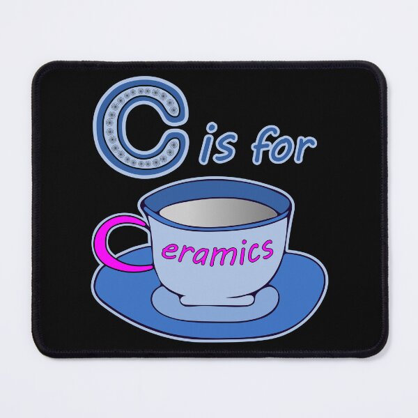 Item preview, Letter C for Ceramics Blue Cup Pink Text designed and sold by artfulnotebook.