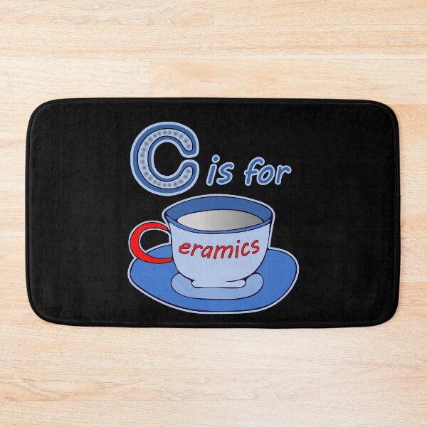Item preview, Letter C for Ceramics Blue Tea Cup Red Text designed and sold by artfulnotebook.