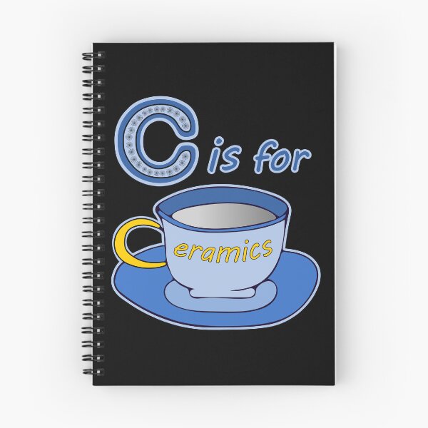 Item preview, Letter C for Ceramics Blue Coffee Cup Yellow Text designed and sold by artfulnotebook.