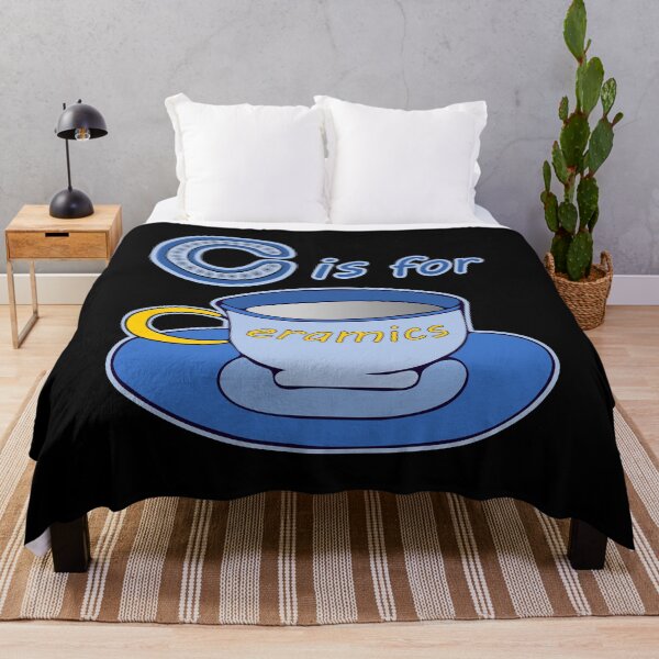 Item preview, Letter C for Ceramics Blue Coffee Cup Yellow Text designed and sold by artfulnotebook.