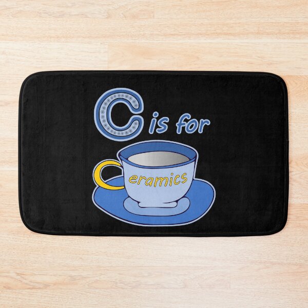 Item preview, Letter C for Ceramics Blue Coffee Cup Yellow Text designed and sold by artfulnotebook.