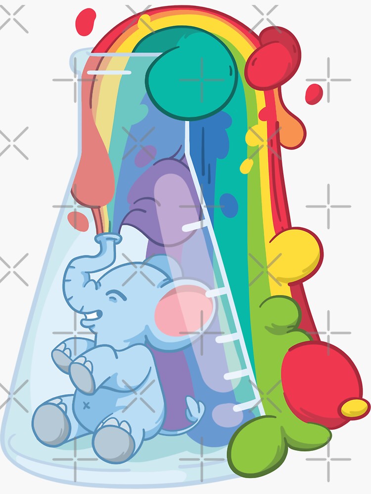 "Elephant Toothpaste Beaker" Sticker by punchon Redbubble