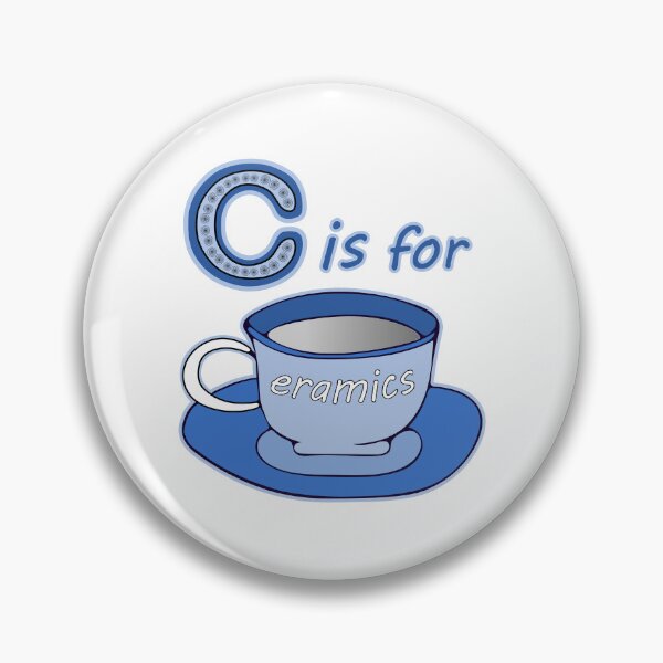 Item preview, Letter C for Ceramics Blue Cup White Text designed and sold by artfulnotebook.