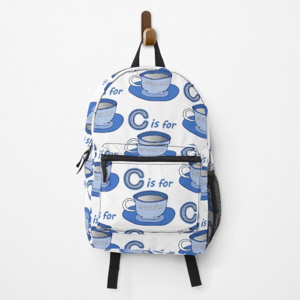 Item preview, Letter C for Ceramics Blue Cup White Text designed and sold by artfulnotebook.