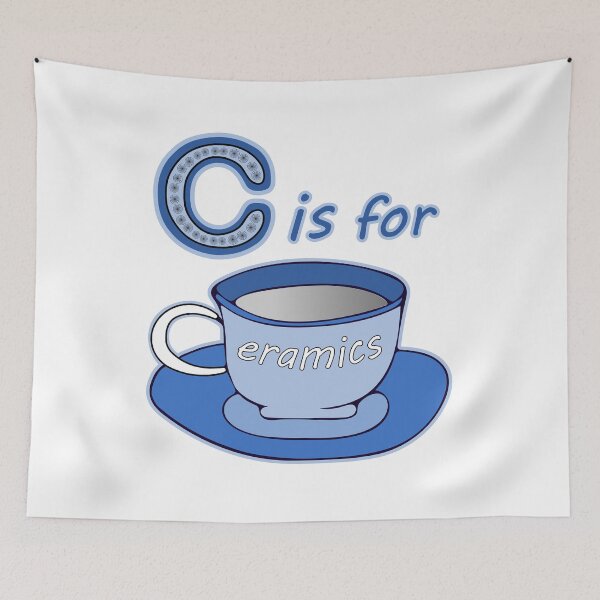 Item preview, Letter C for Ceramics Blue Cup White Text designed and sold by artfulnotebook.