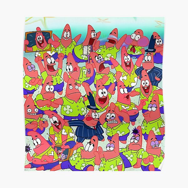 Funny Patrick Face Collage Poster