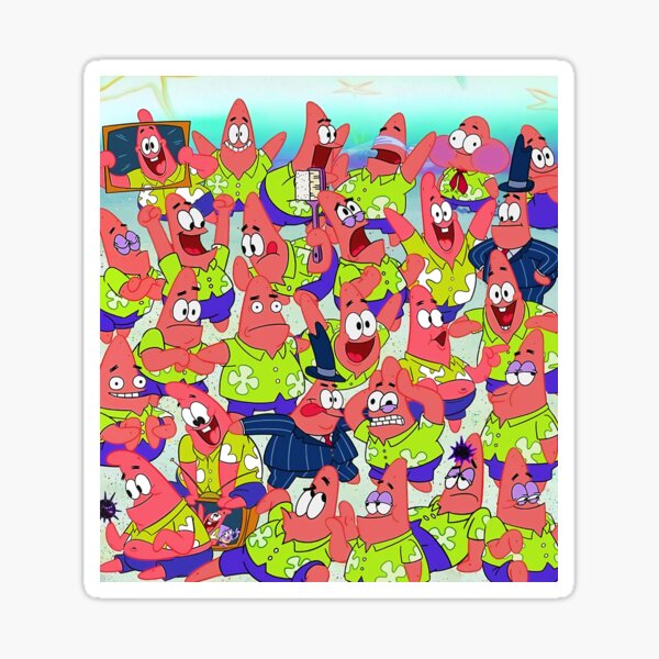 Funny Patrick Face Collage Sticker