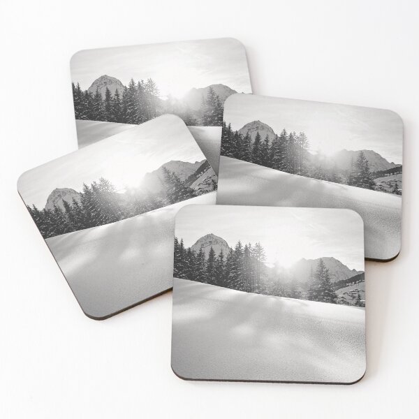 Item preview, Winter Black and White Alps Landscape Mountain Panorama with Sunshine in Austria designed and sold by Angela Cini.