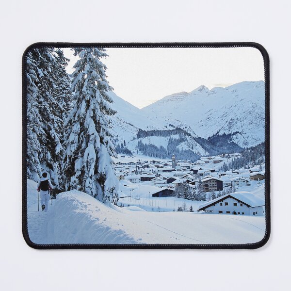 Item preview, Woman Walking at the Road with view of Village of Lech, Austrian Alps designed and sold by Angela Cini.