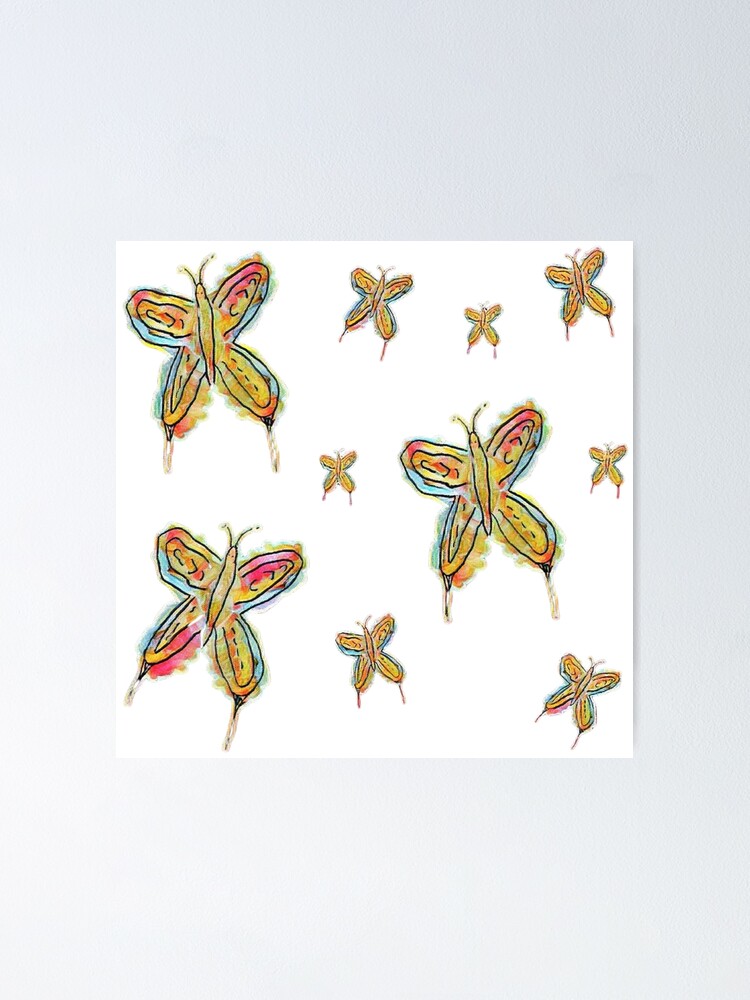 Watercolor Rainbow Butterflies Sticker Pack Poster For Sale By Ylavine Rb Redbubble 1123