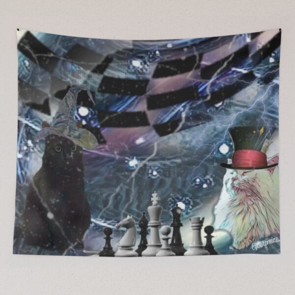 Item preview, funny cats playing chess designed and sold by Cyberomiz.