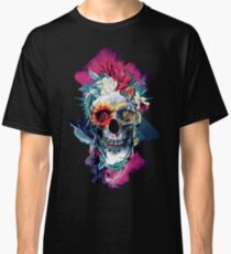Blumenschädel Blau Classic T-Shirt