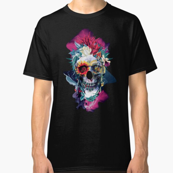 Floral Skull Blue Classic T-Shirt