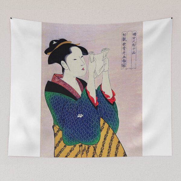 Item preview, Traditional Japanese Woman reading a scroll - Ukiyo-e Illustration designed and sold by FrostMintStudio.