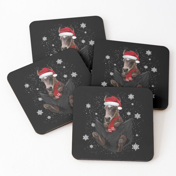 Item preview, Happy Pony Brown Horse at Pocket Christmas Santa Hat designed and sold by Barnissim.