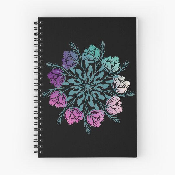 Artikelvorschau, Blumen-Mandala in Schwarz entworfen und verkauft von FirstwaterRuby.