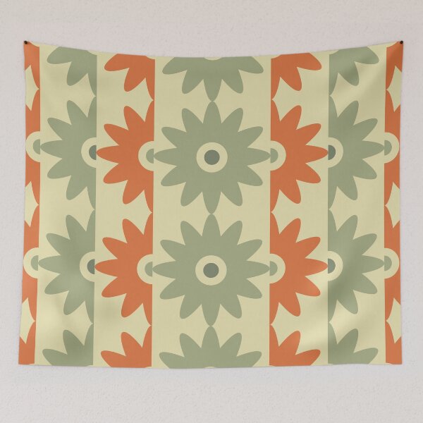Item preview, Blomma, Bold Vintage 60s Flower Pattern in Retro Color Style designed and sold by BesanoStyle.