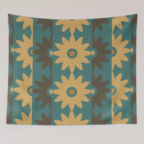 Item preview, Blomma, Bold Vintage 60s Flower Pattern in Retro Color Style designed and sold by BesanoStyle.
