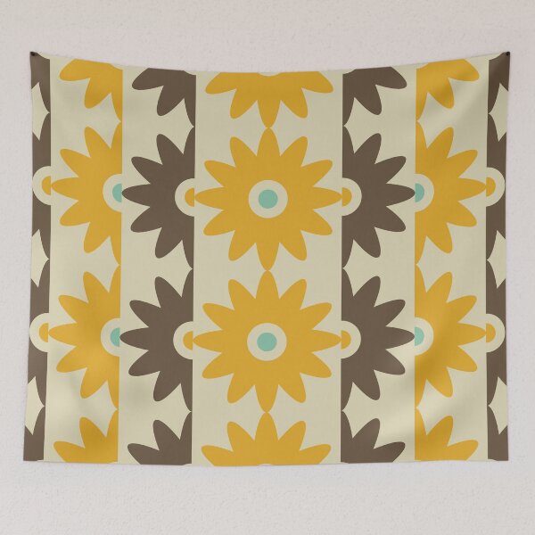 Item preview, Blomma, Bold Vintage 60s Flower Pattern in Retro Color Style designed and sold by BesanoStyle.