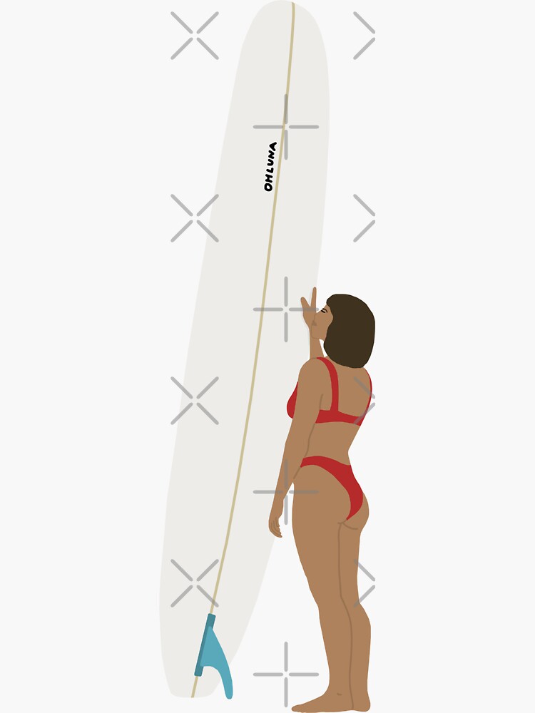 "Longboard Surfer Girl" Sticker for Sale by OhLuna Redbubble
