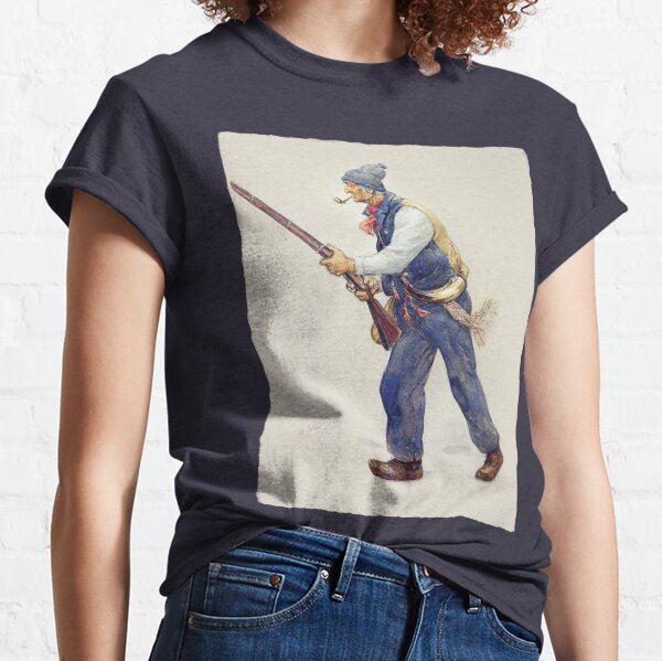 Le Patriote Henri Julien Quebec French Patriote Drapeau Québec Rebbelion Lower Canada 1837-1838 Historical Painting 1904 on Beige background HD HIGH QUALITY ONLINE STORE Classic T-Shirt
