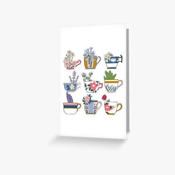 Item preview, Tea cups and flowers designed and sold by GLAMontheBubble.