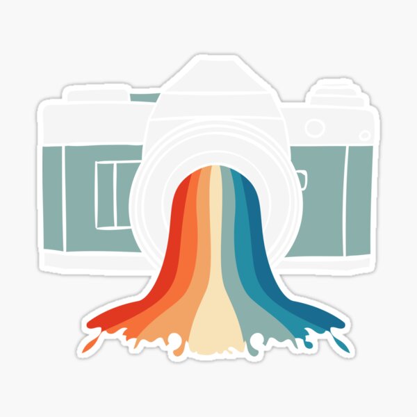 rainbow camera Sticker for Sale by freshbobatae