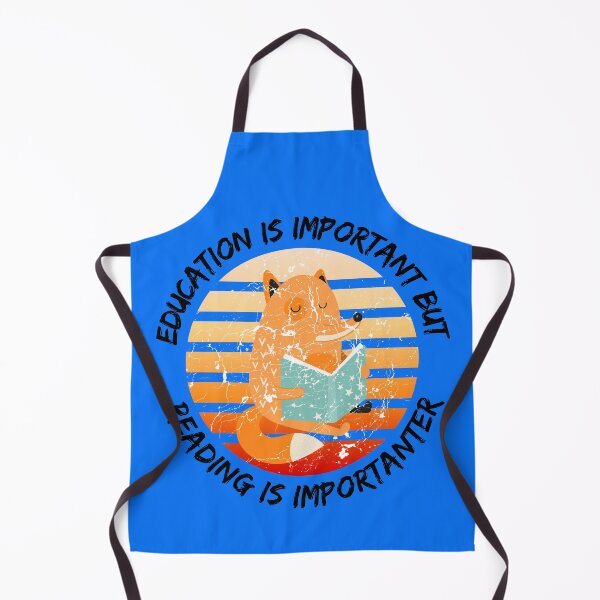 Item preview, Education Is Important But Reading Is Importanter Grunge Retro Sunset Fox With A Book In Blue designed and sold by LuckyKermit.