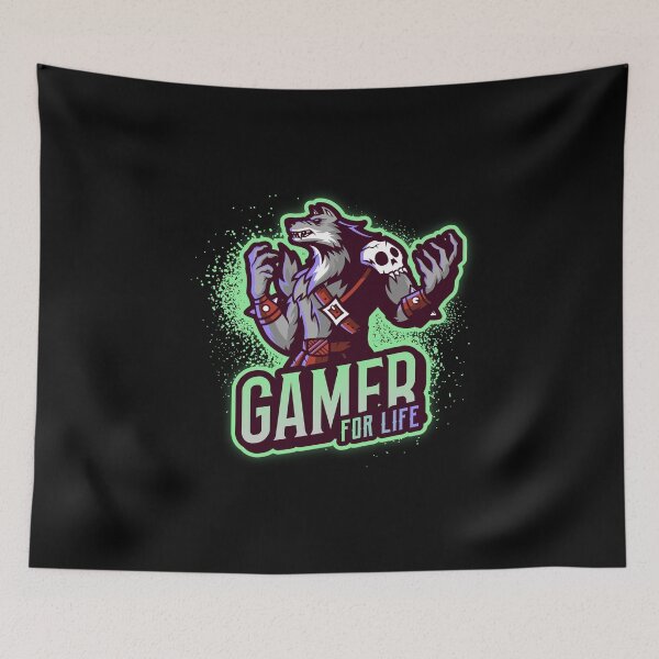 Item preview, Gamer for Life with Anthropomorphic Wolf Warrior designed and sold by PRIVARSHU.