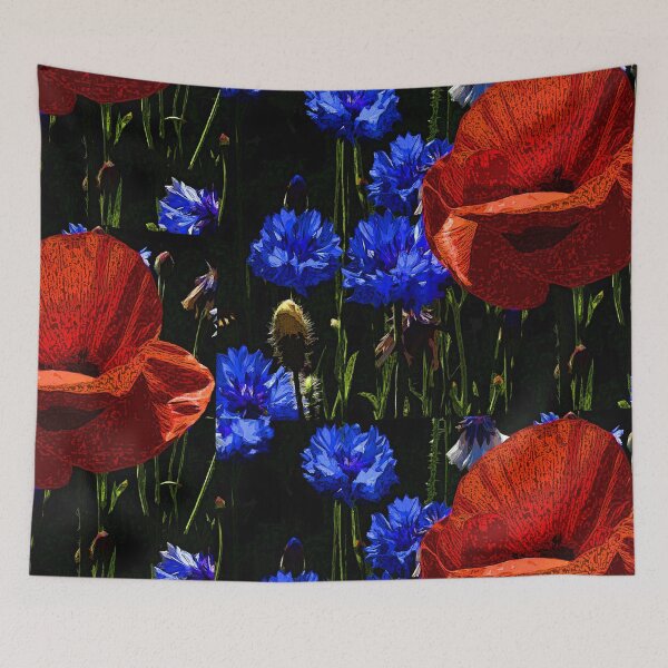 Item preview, Blue and red flowers Сolor print designed and sold by artdragongift 15.