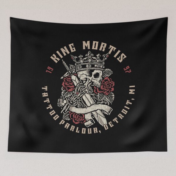 Item preview, King Mortis, Skull & Roses, Traditional Tattoo, Old School, Detroit Michigan designed and sold by Proverbial Wisdom Design.