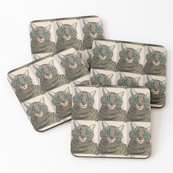 Item preview, Blue eyed grey tabby cat designed and sold by Rebekah Gavra.