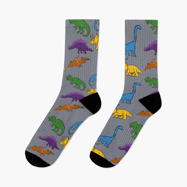 Item preview, Multicolor Dinosaur print grey designed and sold by DemonicGloom.