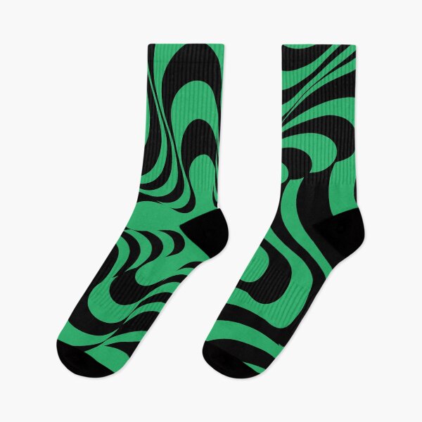 Item preview, Abstract Groovy Retro Liquid Swirl in Black Green designed and sold by technicolorable_art.