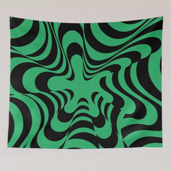 Item preview, Abstract Groovy Retro Liquid Swirl in Black Green designed and sold by technicolorable_art.