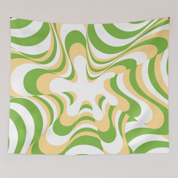 Item preview, Abstract Groovy Retro Liquid Swirl Green Yellow Pattern designed and sold by technicolorable_art.