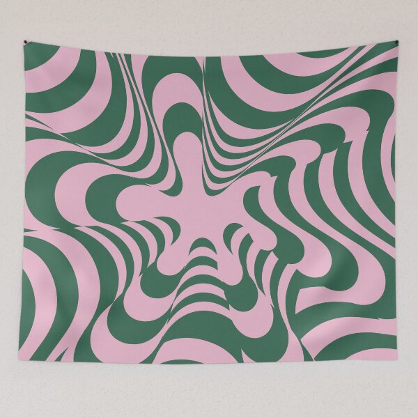 Item preview, Abstract Groovy Retro Liquid Swirl Pink Green Pattern designed and sold by technicolorable_art.