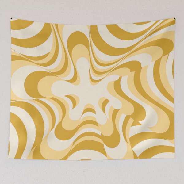 Item preview, Abstract Groovy Retro Liquid Swirl Yellow Pattern designed and sold by technicolorable_art.