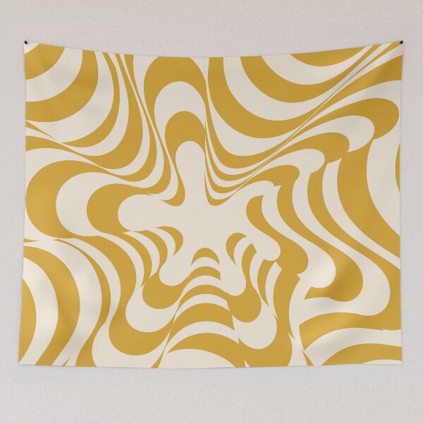 Item preview, Abstract Groovy Retro Liquid Swirl Yellow Mustard Pattern designed and sold by technicolorable_art.